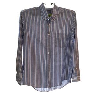 Lord & Taylor Shirt Button Down Collar Long Sleeve Blue Striped Men’s Size 16 34